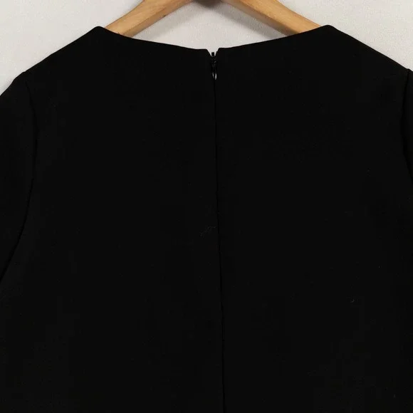 TOBI Mini Shift Dress Sz Small Black Short Cuffed Sleeve Lined Retro Minimalist - Picture 4 of 9